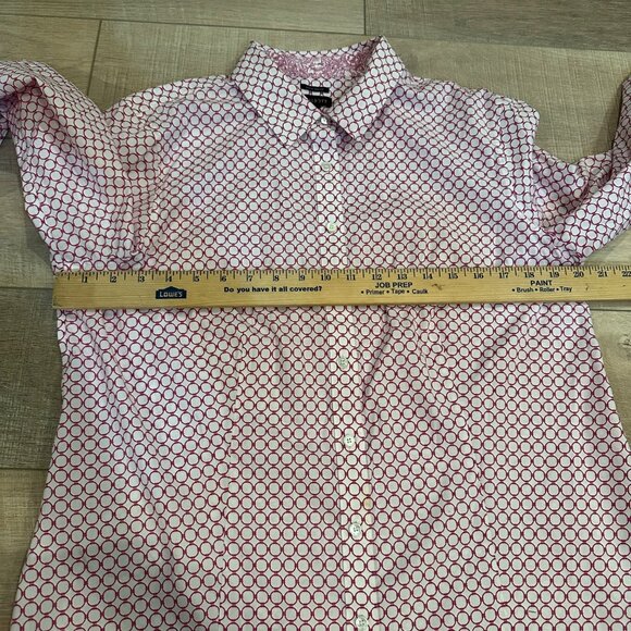 TALBOTS WOMENS WRINKLE RESISTANT FUSHIA PINK WHITE LONG SLEEVE BUTTON SHIRT 14 - Picture 5 of 8